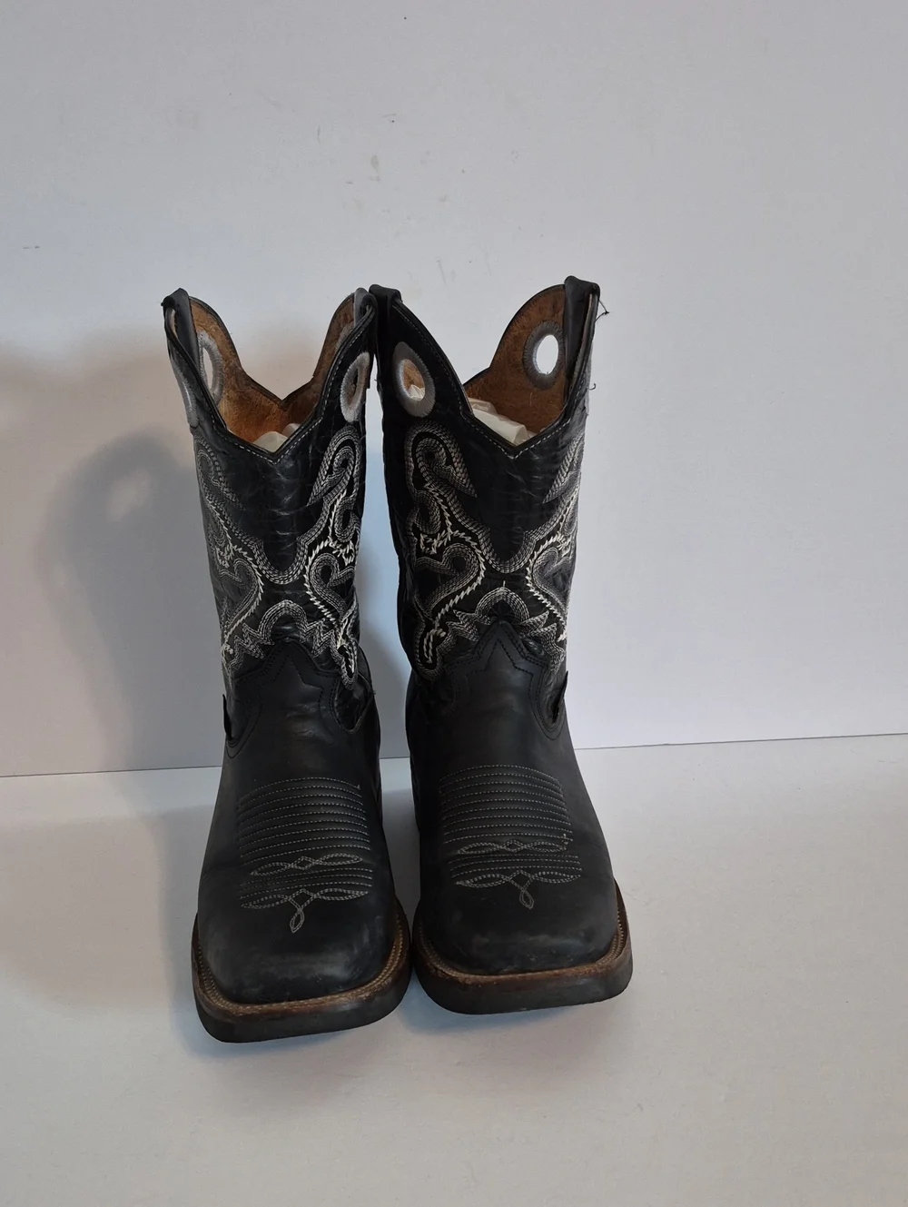 Black Leather Red Diamond Western Cowboy Boots Size 8